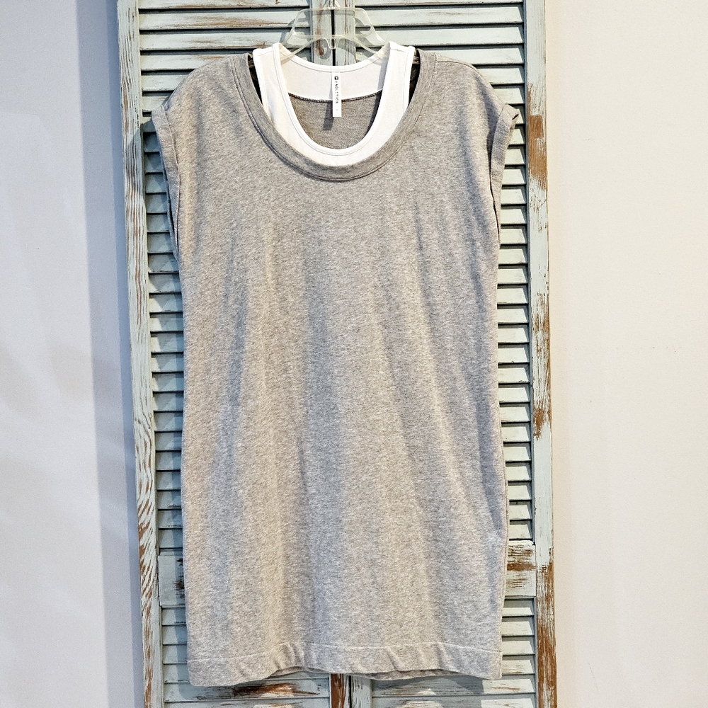 FABLETICS TASHA LAYERED SWEATSHIRT DRESS Women M Gray Athletic Lounge Athleisure